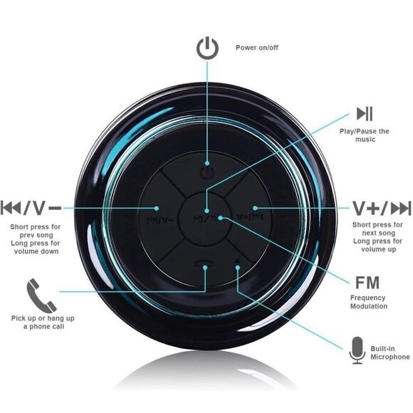 Bluetooth Shower Speaker, Waterproof Wireless Speaker - Picture 4 of 6